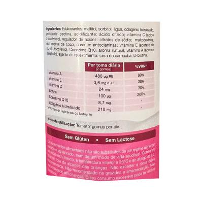 Rótulo de suplemento alimentar com informação nutricional e advertências