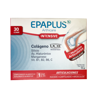 Embalagem de suplemento alimentar EPAPLUS Arthicare Intensive com 30 comprimidos