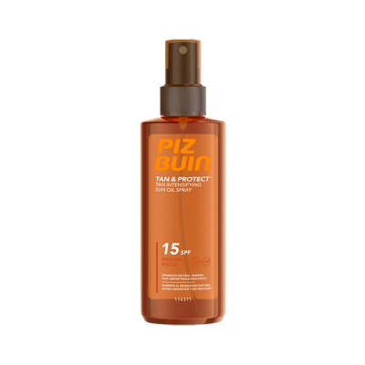 Frasco de spray de óleo bronzeador PIZ BUIN SPF 15