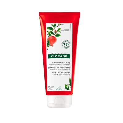 Condicionador Klorane para cabelo pintado com romã em embalagem vermelha