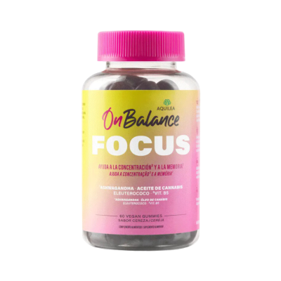 Frasco de suplemento alimentar OnBalance FOCUS com tampa rosa