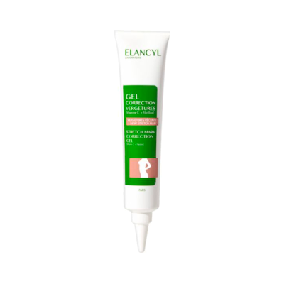 Tubo branco e verde de gel para correção de estrias Elancyl