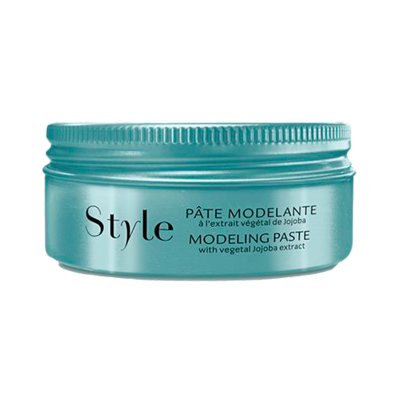 Frasco azul metálico com pasta modeladora e extrato de jojoba