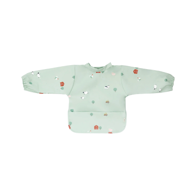 Babete verde claro impermeável com estampados e mangas compridas