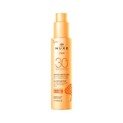 Frasco de spray solar NUXE Sun SPF 30 laranja