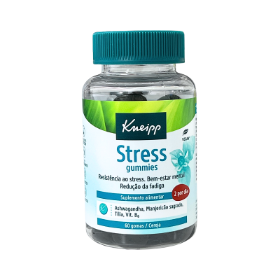 Frasco de suplemento alimentar com gomas para stress da Kneipp