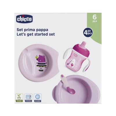 Conjunto de alimentação Chicco em rosa e lilás para bebés 6m+
