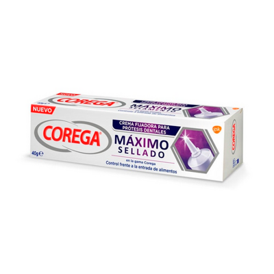 Caixa de creme fixador Corega Máximo Selado 40g para próteses dentárias