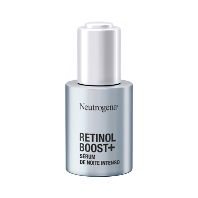 Frasco de sérum Neutrogena retinol boost+ com tampa branca
