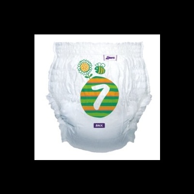 Fralda descartável branca com decoração colorida e número 7