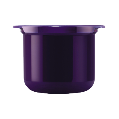 Frasco cápsula de café roxo em plástico com acabamento brilhante