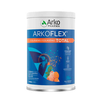 Suplemento ARKOFLEX Colágeno Total da Arko Pharma em recipiente azul e branco
