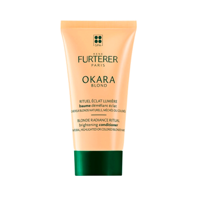 Embalagem de tubo de condicionador iluminador para cabelos loiros Okara Blond da René Furterer Paris