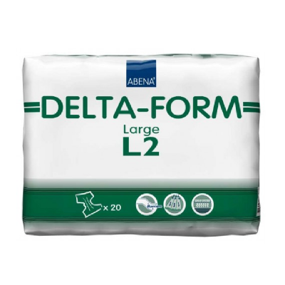 Pacote branco de fraldas para adultos Abena DELTA-FORM Large L2 com detalhes verdes
