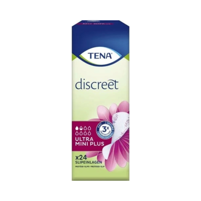 Embalagem de absorventes TENA discreet Ultra Mini Plus com 24 unidades
