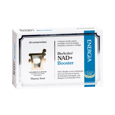 Caixa de suplemento alimentar BioActivo NAD+ Booster da Pharma Nord com 60 comprimidos