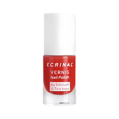 Frasco de verniz de unhas vermelho ECRINAL com tampa branca