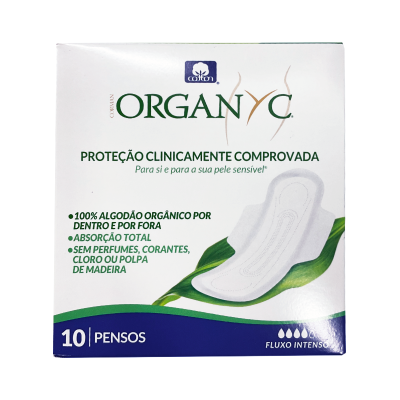 Embalagem de pensos higiénicos Organyc de algodão orgânico para fluxo intenso