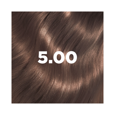 Cabelo castanho médio liso e brilhante com texto 5.00