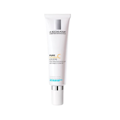 Frasco branco de creme La Roche-Posay Pure Vitamin C Légère com tampa prateada