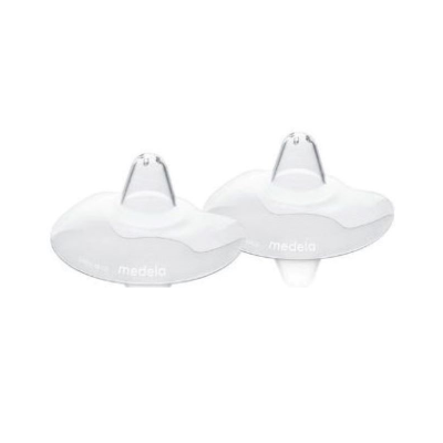 Duas tetinas transparentes em silicone Medela com base larga