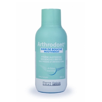 frasco de enxaguante bucal Arthrodont azul claro e branco, 300 ml