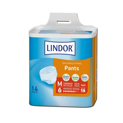 Pacote de fraldas para adultos LINDOR Pants tamanho M de 14 unidades