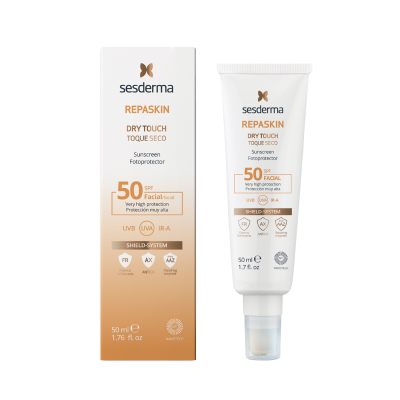 Protetor solar facial Sesderma REPASKIN tubo branco e caixa castanha