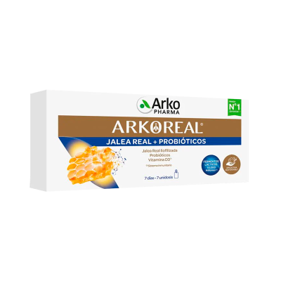 Embalagem do suplemento ARKOREAL Jalea Real + Probióticos da Arko Pharma.