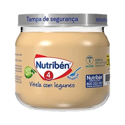 Frasco de vidro com papa para bebé Nutriben vitela com legumes