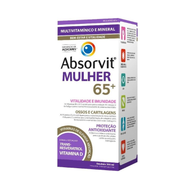 Embalagem de suplemento multivitamínico Absorvit Mulher 65+