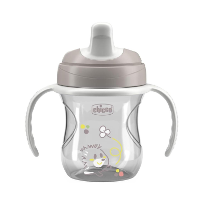 Copo de treino para crianças Chicco em plástico transparente com decoração de ouriço