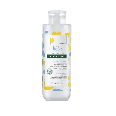 Frasco de água de limpeza Klorane Bébé 500 ml com tampa transparente