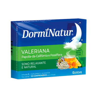 Embalaem de comprimidos DormiNatur Valeriana sabor Menta Limão