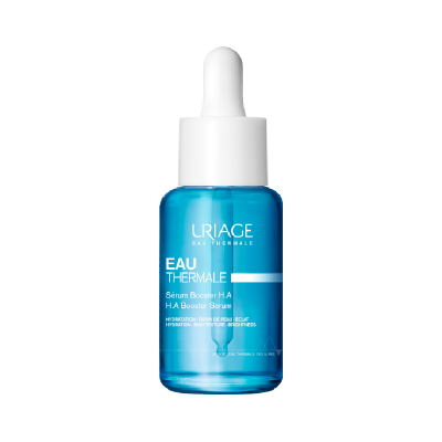 Frasco azul de sérum com conta-gotas branco da marca URiAGE EAU THERMALE