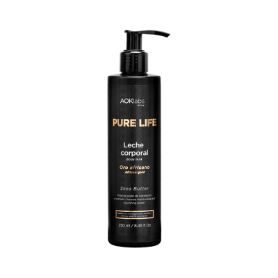 Frasco preto de leite corporal AOKlabs PURE LIFE com dispensador