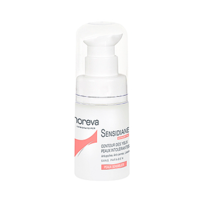 Frasco branco com dispensador de espuma do creme para contorno dos olhos Sensidiane da Noreva