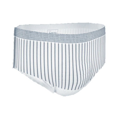 Cuecas masculinas riscas azuis e brancas com cós cinzento elástico