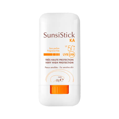 Stick de proteção solar SunsisStick KA, branco com detalhes em laranja