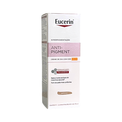 Embalagem creme Eucerin Anti-Pigment FPS 30 tom médio
