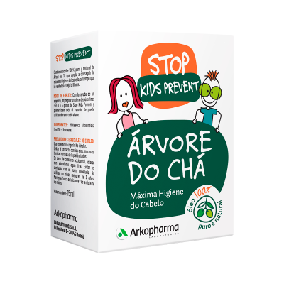 Caixa de produto STOP Kids Prevent Árvore do Chá para higiene do cabelo
