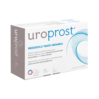 Embalação branca de suplemento alimentar Uroprost para próstata e trato urinário.