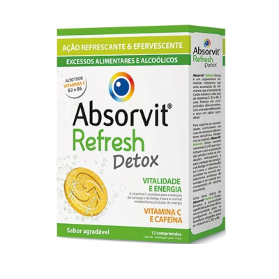 Embalagem de Absorvit Refresh Detox com vitaminas e cafeína