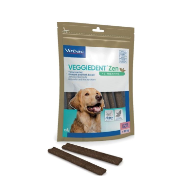 Embalagem e snacks para cães Virbac Veggiedent Zen