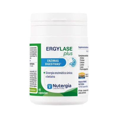 frasco branco de suplemento alimentar Ergylase plus Nutergia