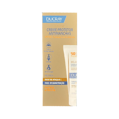 Embalagem creme protetor antimanchas Ducray Melascreen SPF 50+