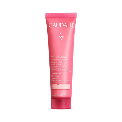 Tubo rosa de creme hidratante VinoHydra Caudalie