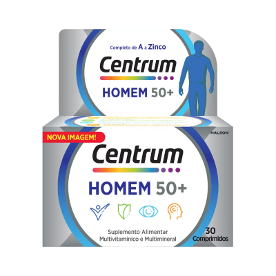 Embalagem suplementar multivitamínico Centrum Homem 50+ com 30 comprimidos