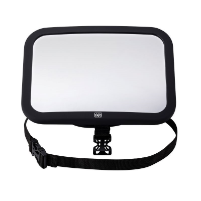 Espelho retangular com moldura preta e correia ajustável