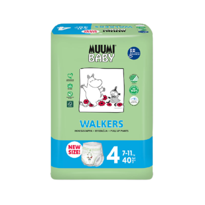 Fraldas MUUMI BABY WALKERS tamanho 4 para bebés 7-11 kg